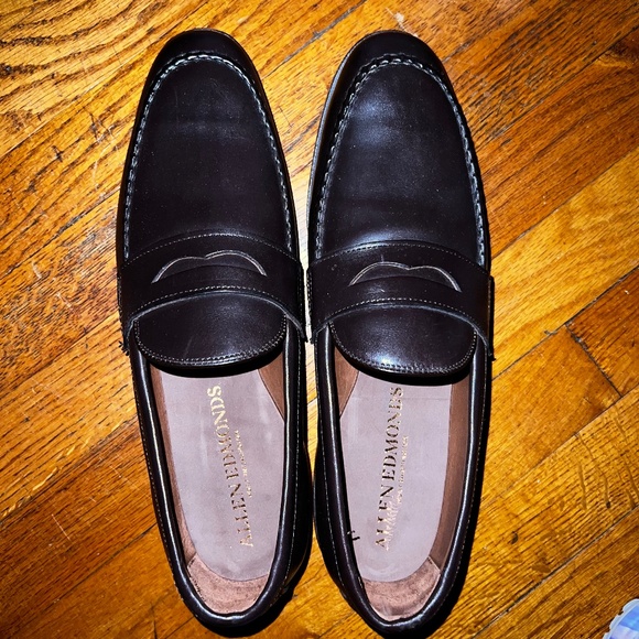 ALLEN EDMONDS BROWN LOAFERS, SIZE 10.5